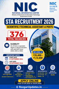 NIC STA Recruitment 2026